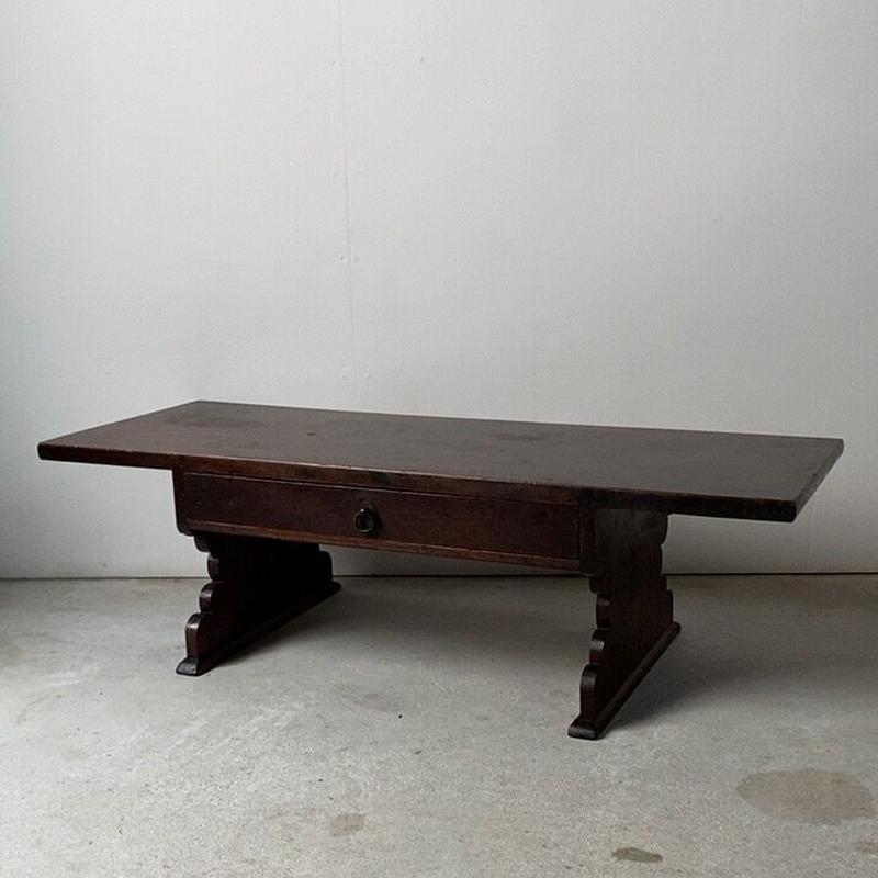 江戸 明治期 欅材 文机 1杯引出し 雲形脚 寺子屋机 美木目 書物机 読書机 花台