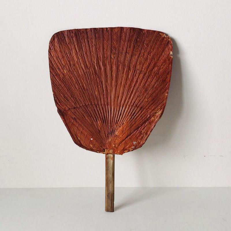 お相撲さん柄 古い団扇 戦前 竹のうちわ １３点セット 力士 大力 柿渋染め和紙 アン