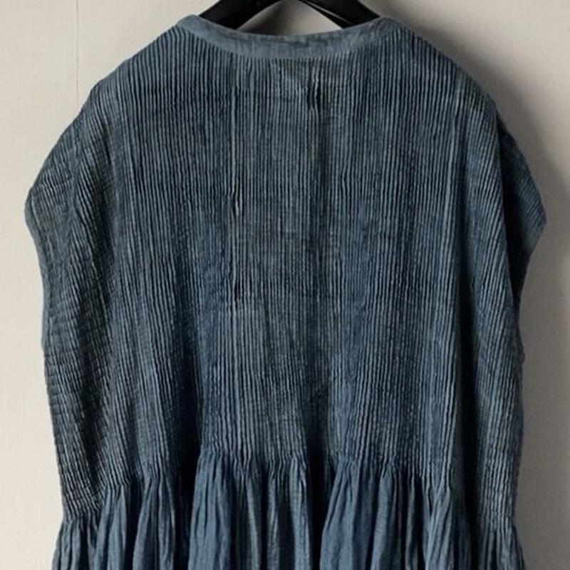 Maison De Soil メゾンドソイル インディゴ染め リネン コットン ピンタッ