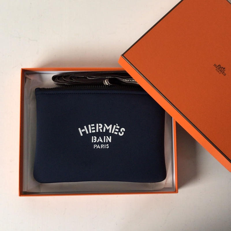 HERMES エルメス ネオバン PM フラットポーチ ネイビー/ブラック金具 HERMES エルメス ネオバン PM フラットポーチ ネイビー/ブラック金具