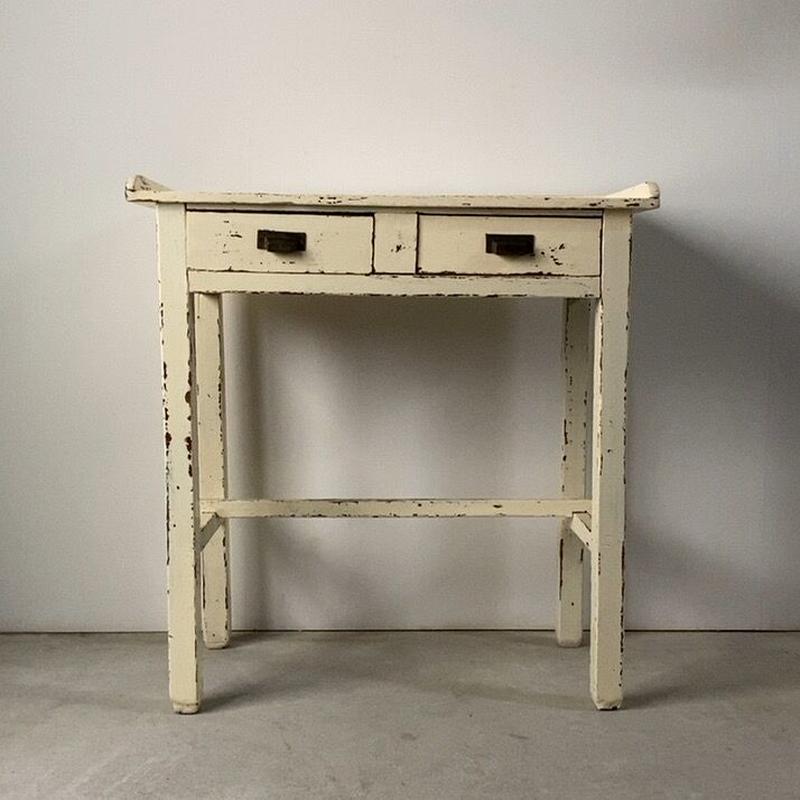 アンティーク コンソールテーブル 引出し付化粧テーブル 白塗装 美エイジング ヴィンテージ家