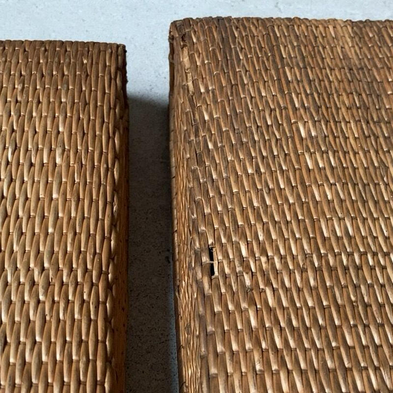 小さな柳行李 28cm 古い文庫行李 飯行李 平箱 小箱 ヴィンテージ 公式セール 柳行李 手提げ行李鞄(ヴィンテージ物) バスケット/かご