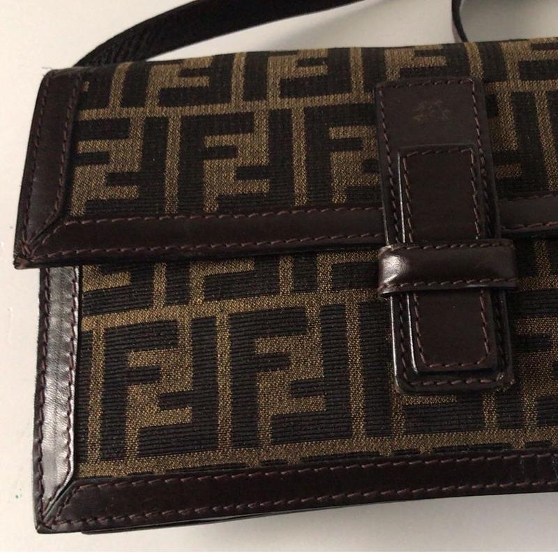 FENDI フェンディ ズッカ柄 キャンバス/レザー ショルダーバッグ FENDI フェンディ ズッカ柄 キャンバス/レザー ショルダーバッグ