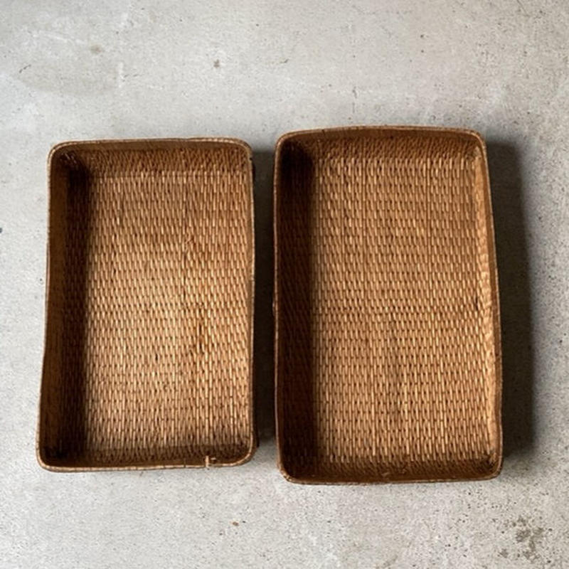 小さな柳行李 28cm 古い文庫行李 飯行李 平箱 小箱 ヴィンテージ 公式セール 柳行李 手提げ行李鞄(ヴィンテージ物) バスケット/かご