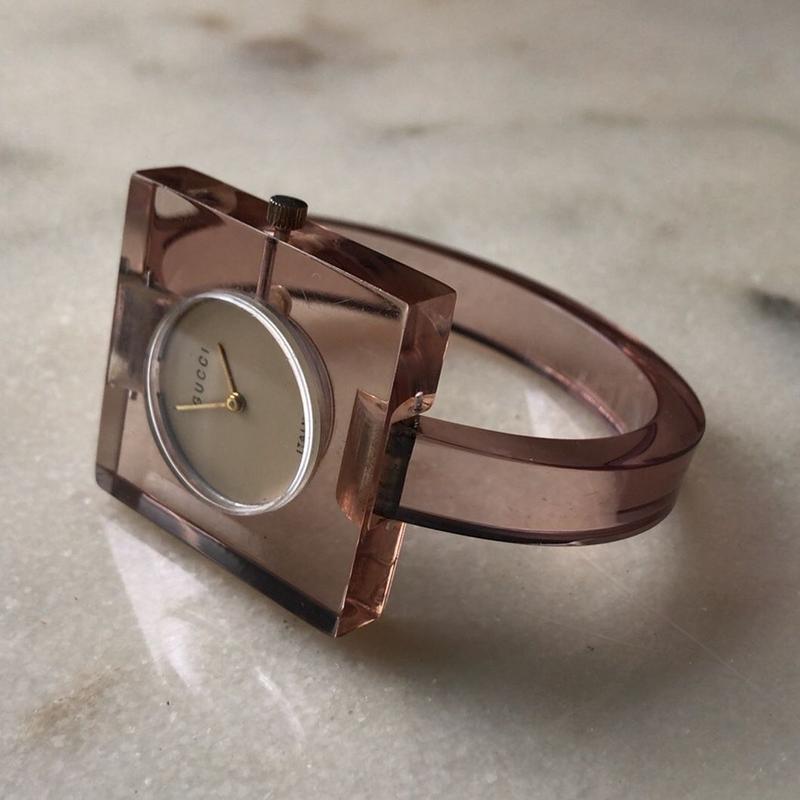 Gucci オールドグッチ クリア バングル時計 ヴィンテージ 手巻き 動作確認済み