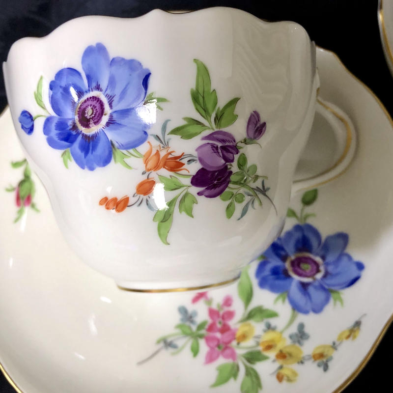 マイセン 3つ花 カップ ソーサー Meissen S Rose White Porc マイセン 3つ花 カップ ソーサー Meissen S Rose White Porc