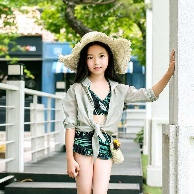子供水着 キッズ ビキニ 女の子 110 150 グリーン セットアップ ビーチ