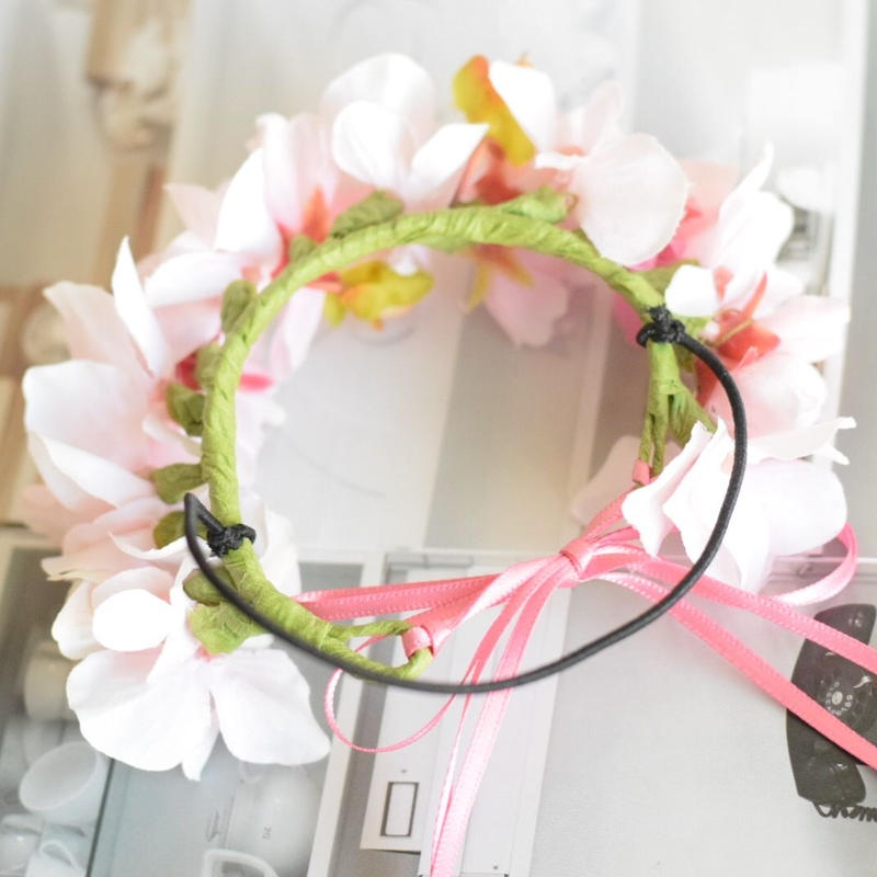 スイートピー ミモザ花かんむり M Rihana スイートピー ミモザ花かんむり M Rihana