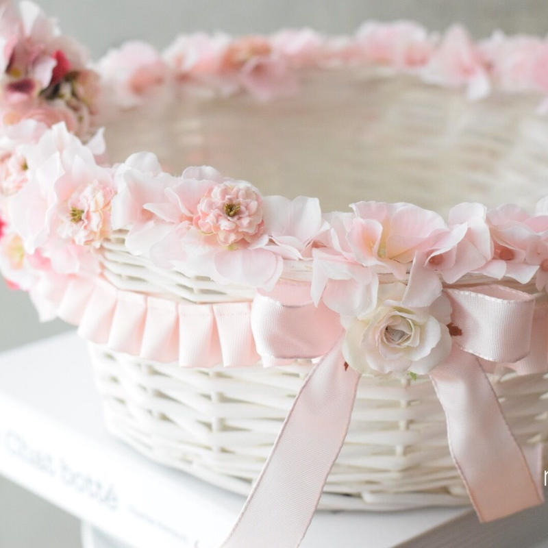 M様専用 オーダー ワンちゃん撮影用 ホワイトバスケット M Rihana