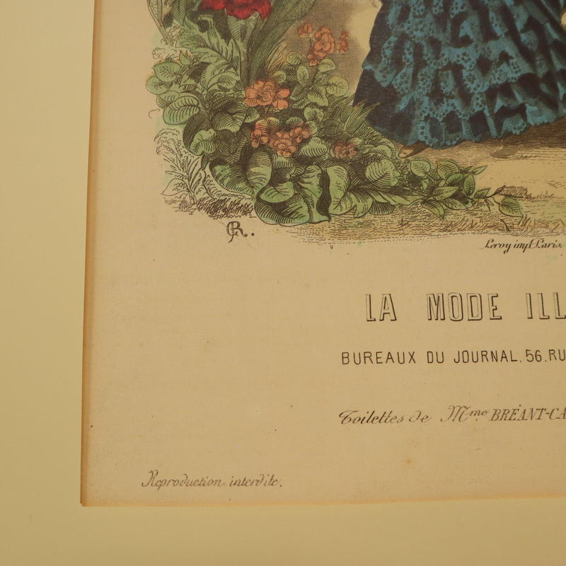 美品希少 1869年(明治元年)銅版画！フランス ファッション誌『La