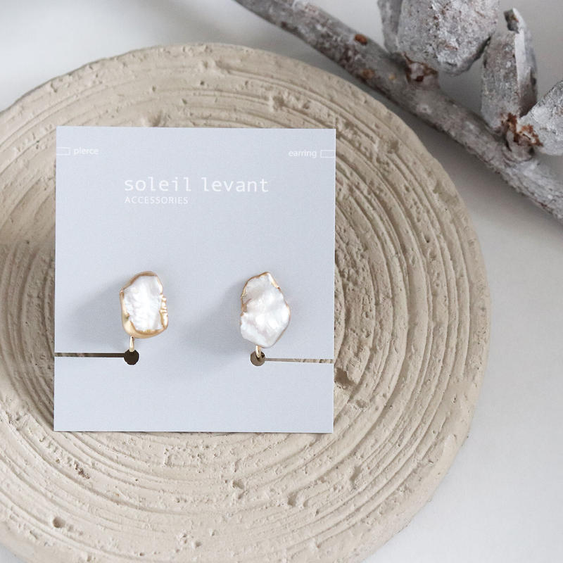 Kintsugi 輪 淡水パール イヤリング Soleil Levant