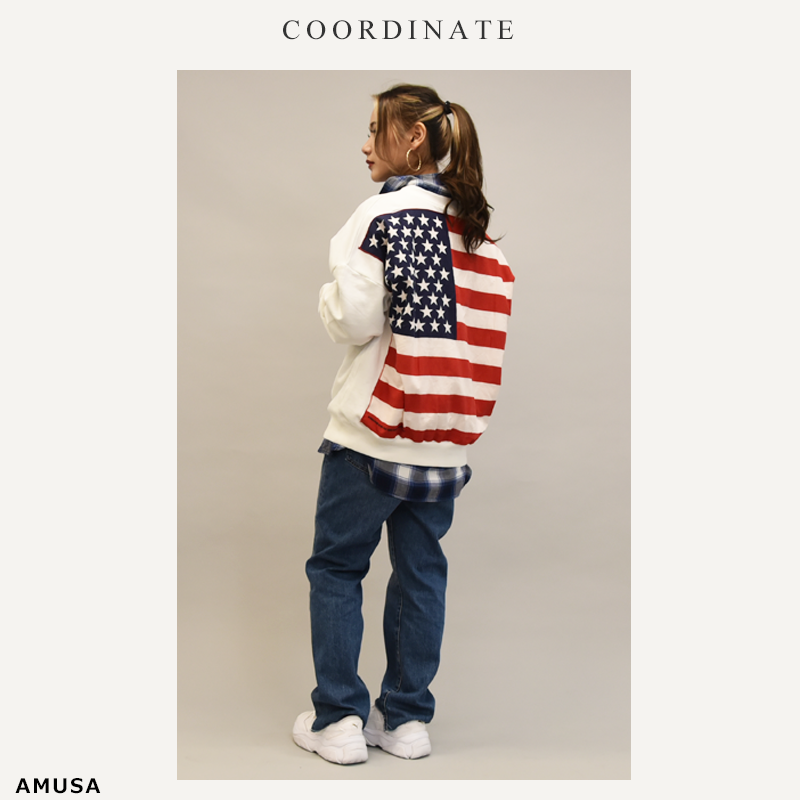 Hav A Hankバンダナ総刺繍ワッペン裏毛リメイク長袖トレーナー Amusa