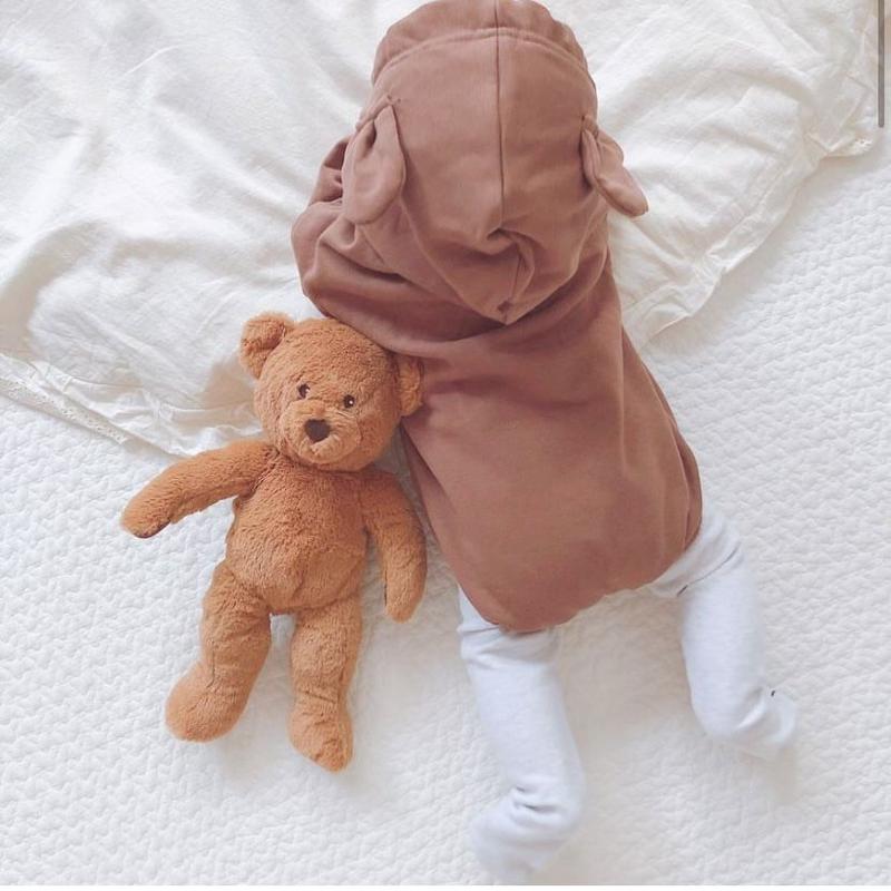 くすみカラーくまさんロンパース 1 こどもふく Moco Kids