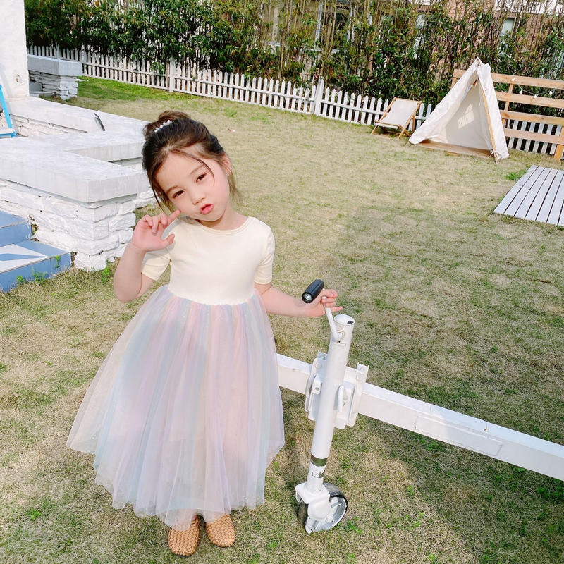 Kids レインボーチュールロングワンピース 1099 こどもふく Moco Kids