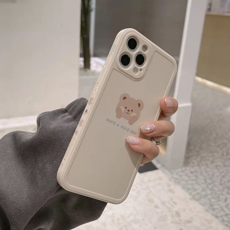 ミルクティーくまサイドパターンiphoneケース 1622 こどもふく Moco Kids