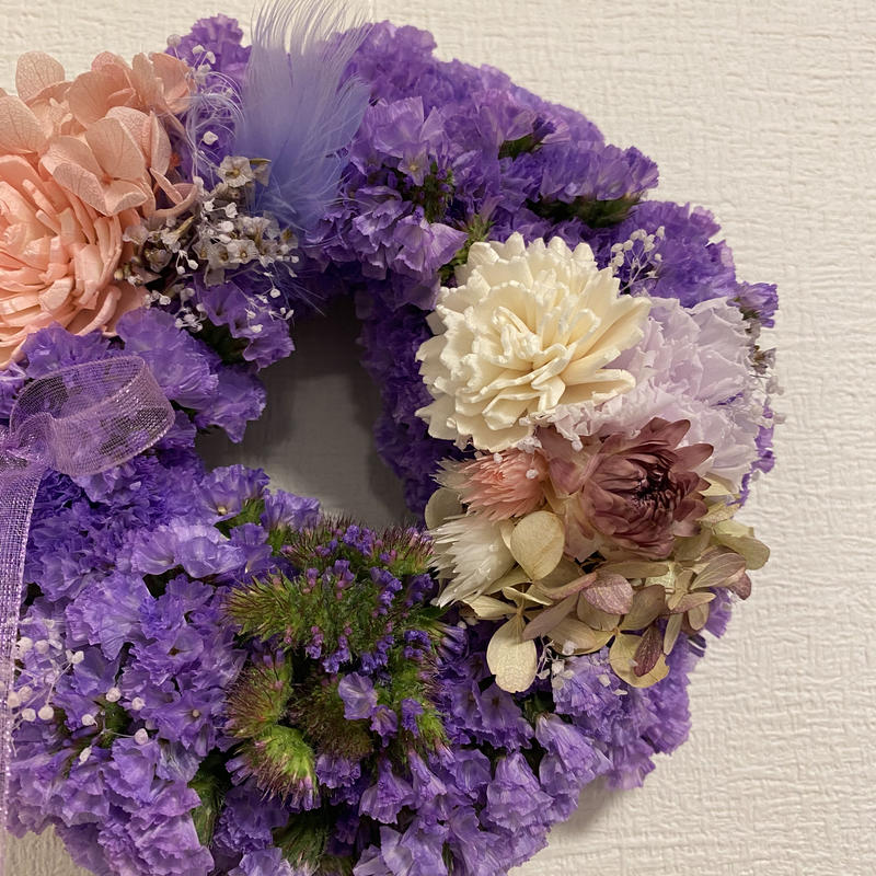スターチスとカーネーションのドライフラワーリース Mersea S Store