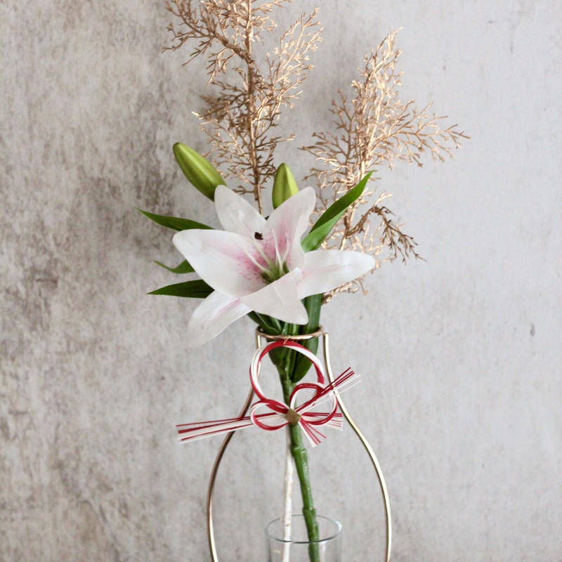 カサブランカ Set男前ゴールドワイヤーのフラワーベースアレンジ Micelldeco