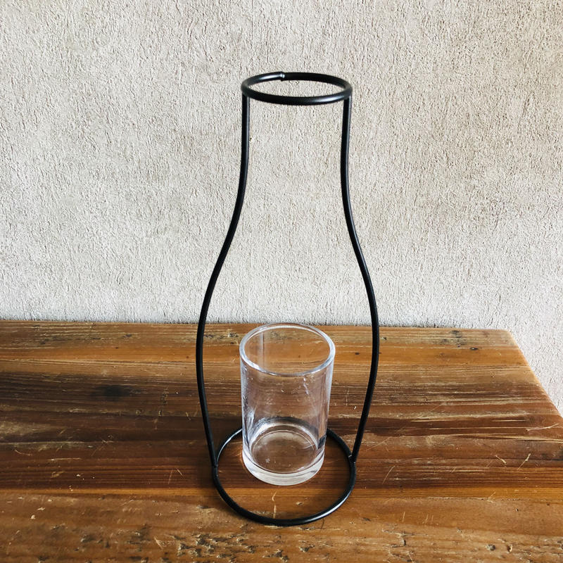 ブラックワイヤーの一輪挿しフラワーベース単品 縦長花瓶型 Micelldeco S S