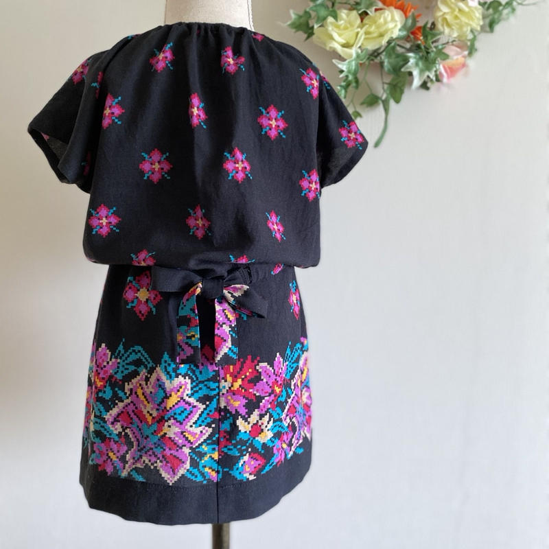 レトロ花柄セットアップ 90サイズ Mii Nan