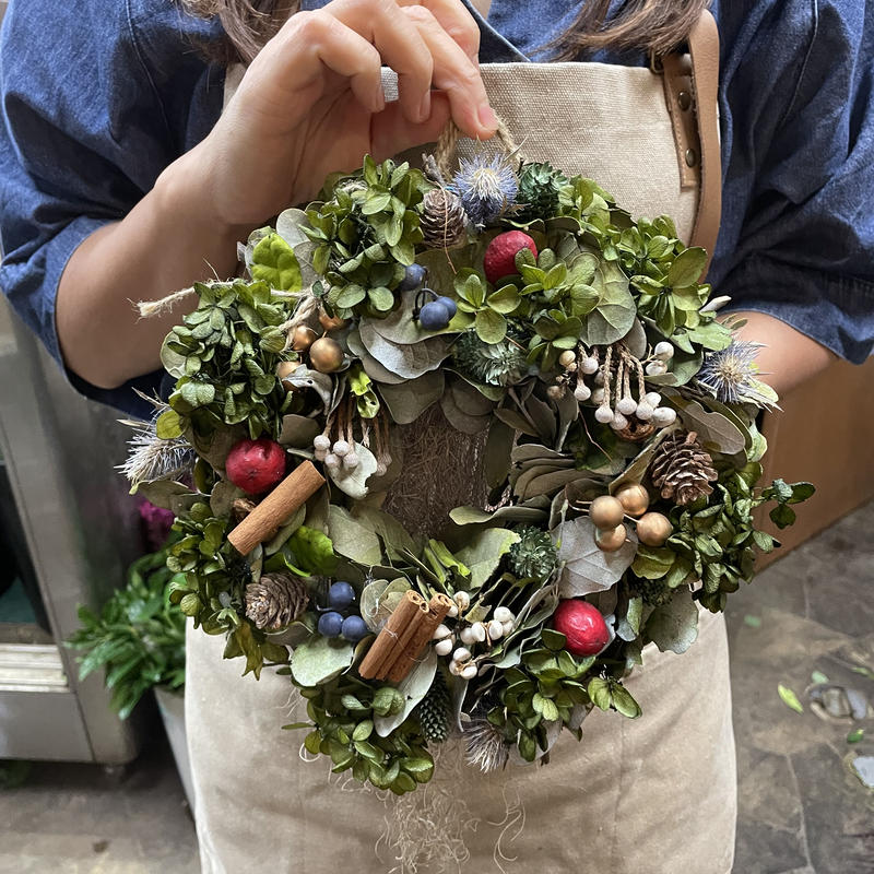 ドライフラワーリース 林檎の実 ソープフラワー インターネット通販 花 マザー