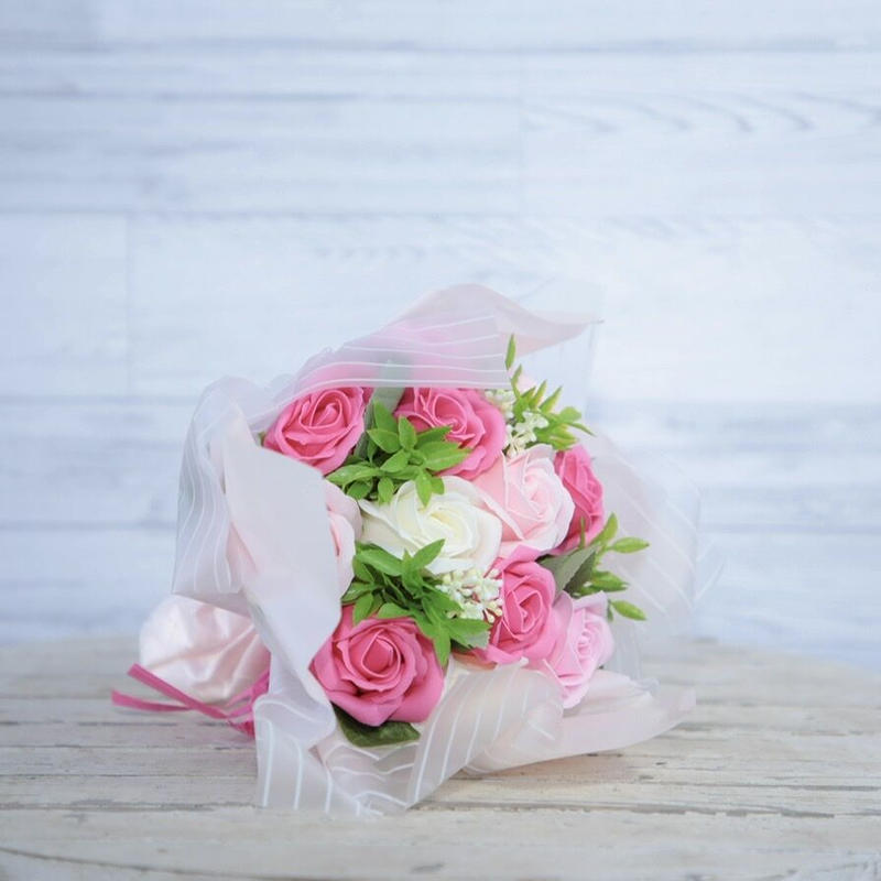 ソープフラワーブーケ ピンク 白 ソープフラワー インターネット通販 花 マザー