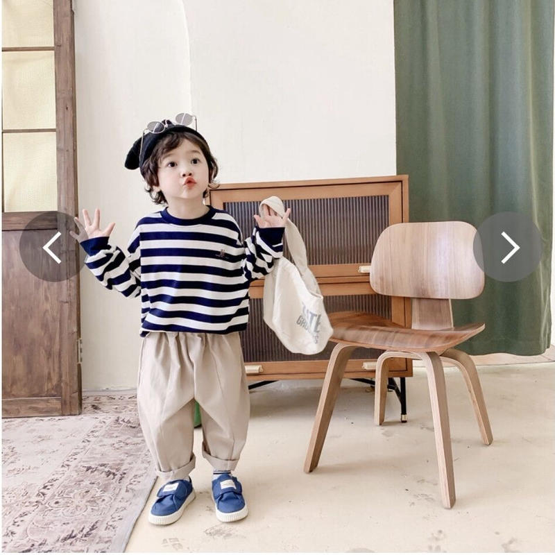 韓国風子供服 韓国ファッション 可愛い ボーダー柄トップス 暖かい Ami Kids Com