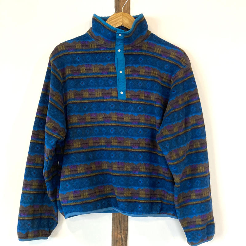 L.L.Bean 総柄スナップT フリースプルオーバー/幾何学柄 ...