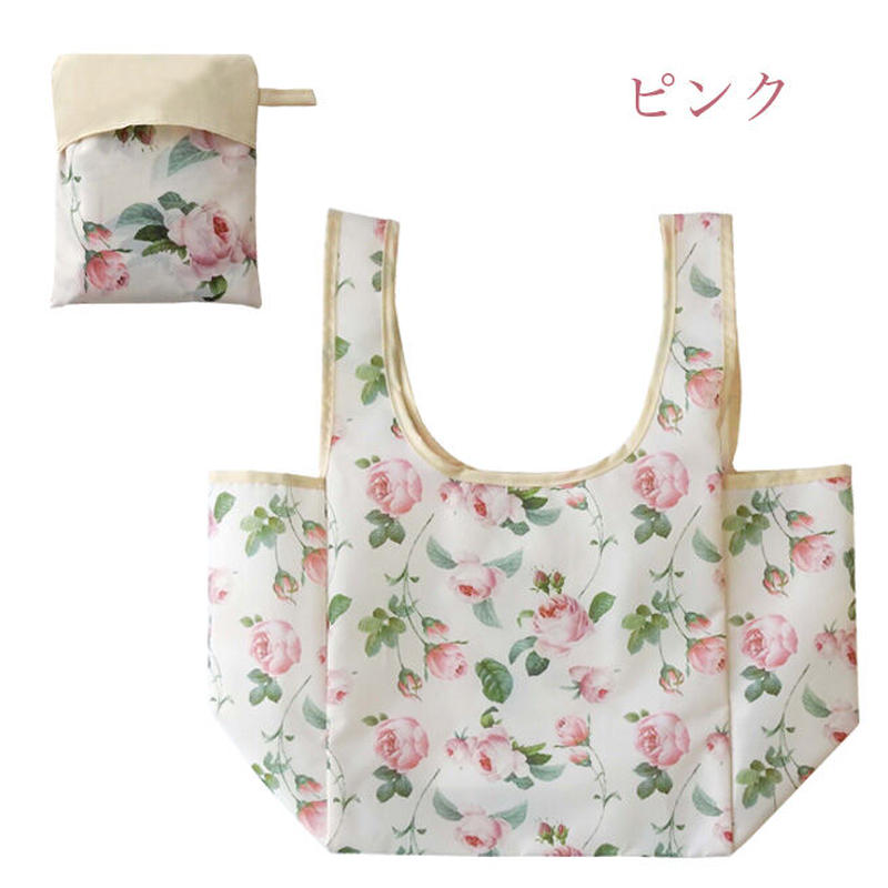 ローズ柄コンビニエコバッグ お買い物バッグ 薔薇柄 Minayo Select
