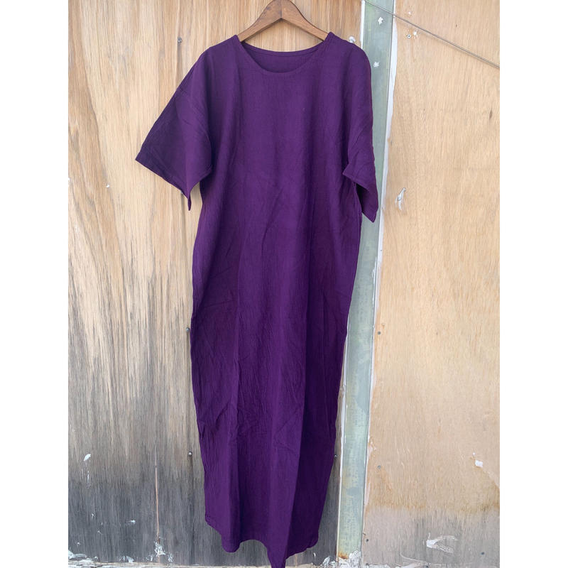 ヂェン先生の日常着 半袖ワンピース パープル 春夏生地 The Misono