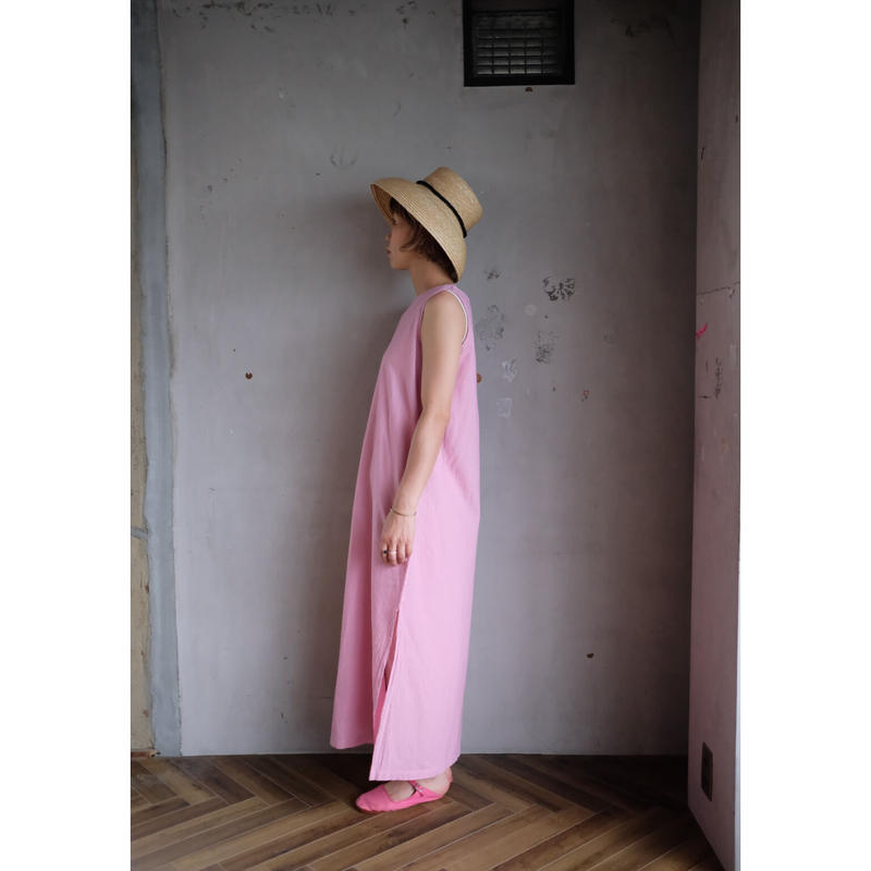 ヂェン先生の日常着ノースリーブワンピース ピンク 春夏生地 The Misono