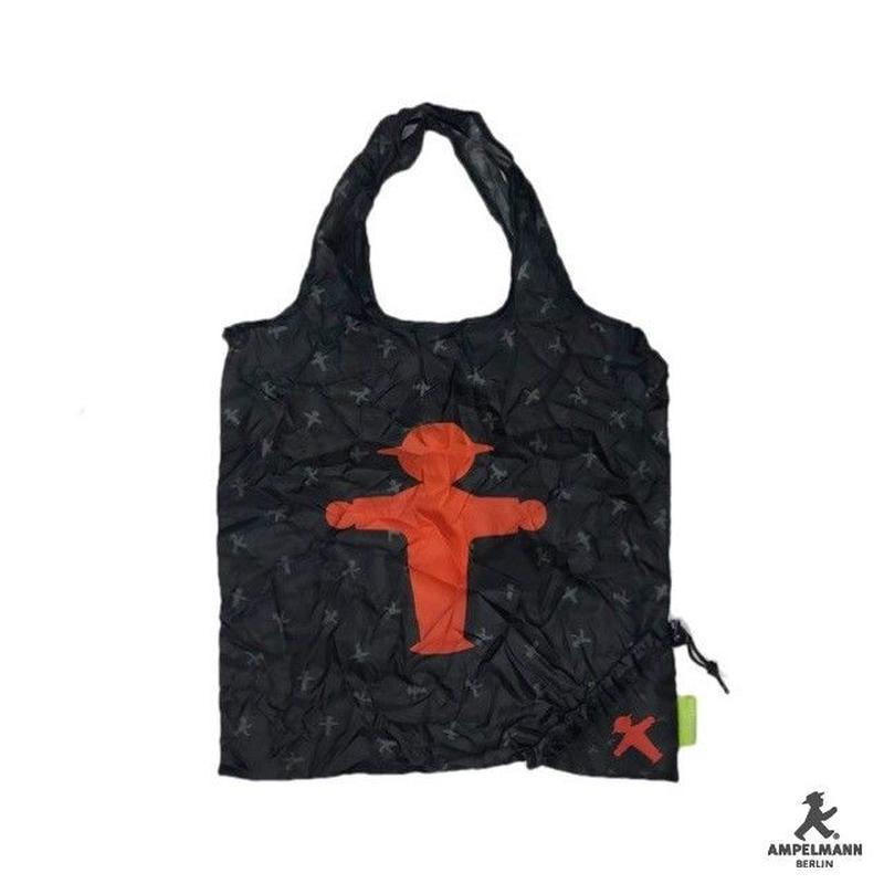 New ドイツ 大人気 信号キャラクター アンペルマン ショッピングバッグ 黒 両面デザイン