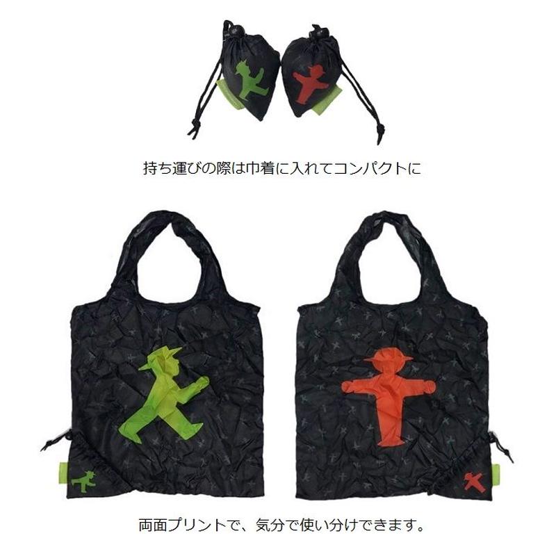 New ドイツ 大人気 信号キャラクター アンペルマン ショッピングバッグ 黒 両面デザイン