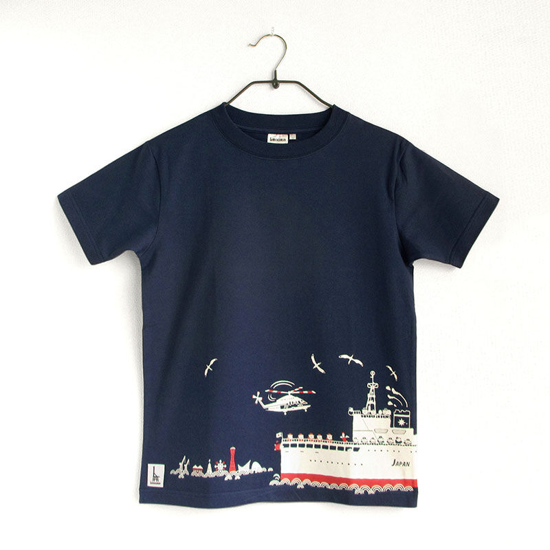 第五管区海上保安本部コラボ おとなtシャツ ブルー 巡視船せっつ Umikirin 海キリン