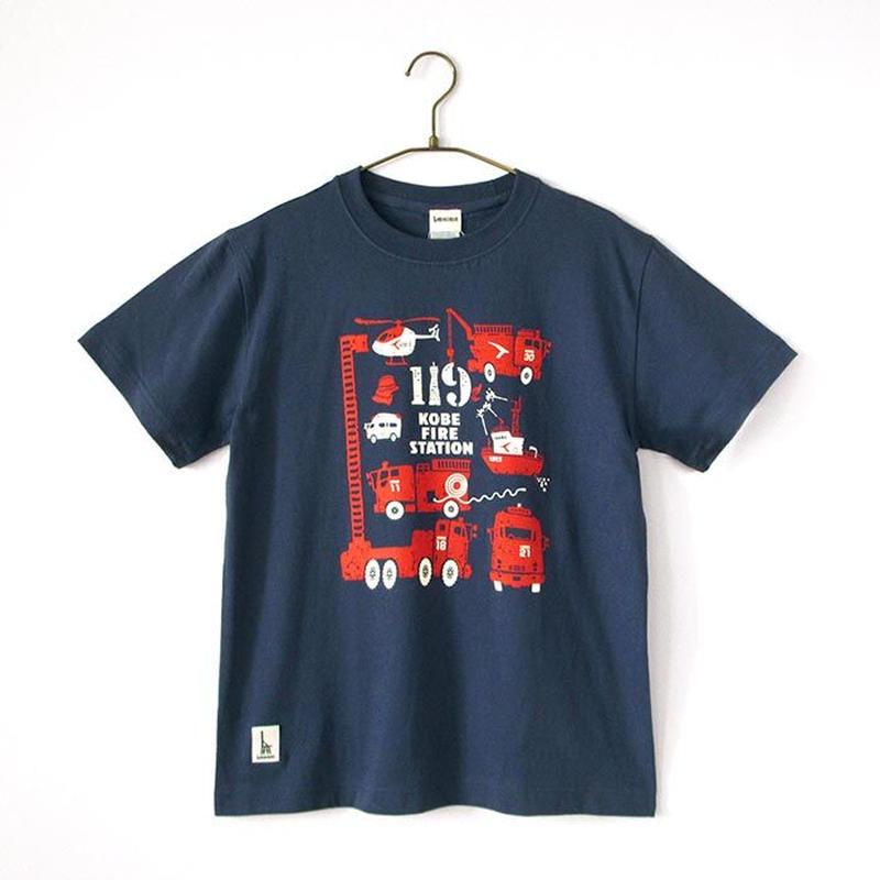 神戸市消防局コラボおとなtシャツ ブルー 消防車両 Umikirin 海キリン