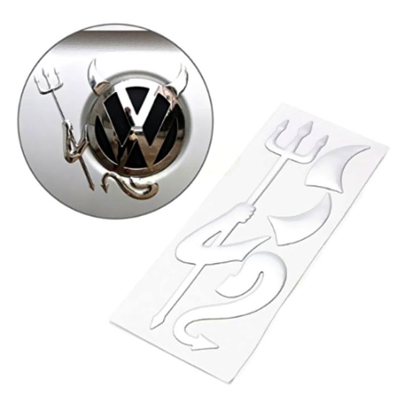 車用 ステッカー 悪魔 デビル 立体 シール シルバー Mms Shop