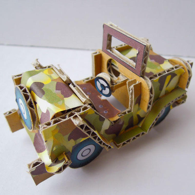 ダンボール工作キット 車 サファ リのともだちシリーズ チョキチョキ挑戦シール付き ギフトに