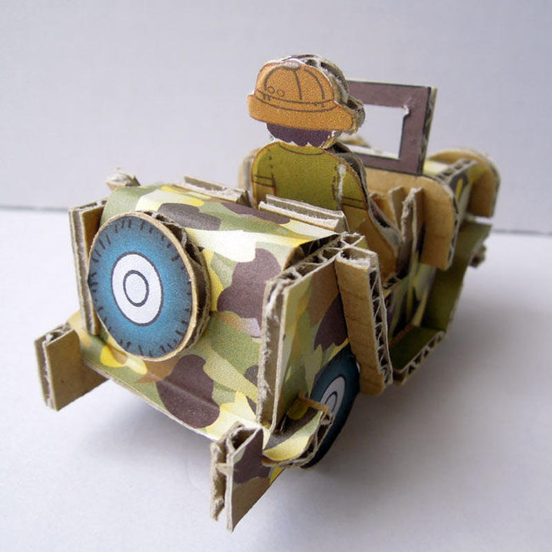 ダンボール工作キット 車 サファ リのともだちシリーズ チョキチョキ挑戦シール付き ギフトに