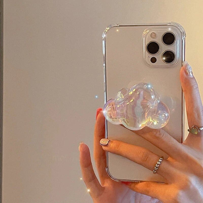 透明 スマホグリップ 熊 曇 スマホリング 韓国風 オシャレ 伸び縮み スタンド機能