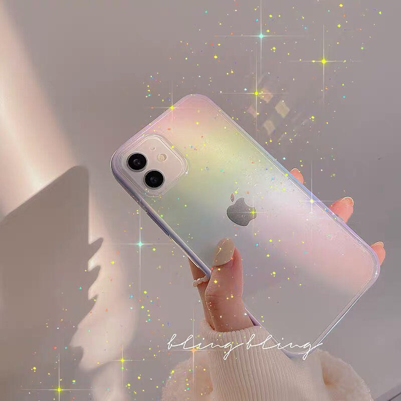 オーロラに光る Iphone11 12proケース カラー枠 おしゃれクリアiphonese2