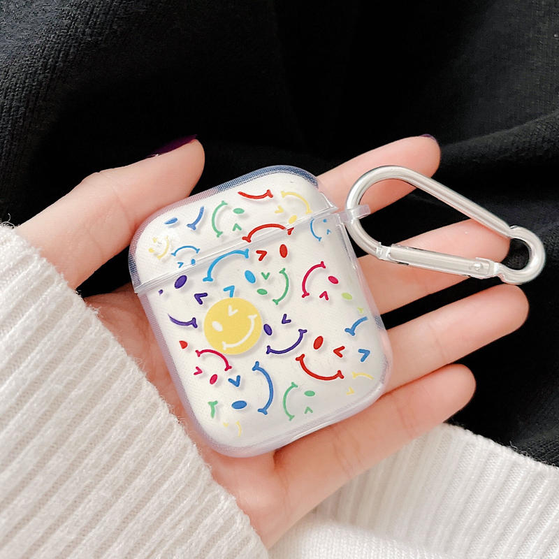 ウインク顔 Airpods第三世代ケース かわいい絵文字 透明系 Airpodsproカバー