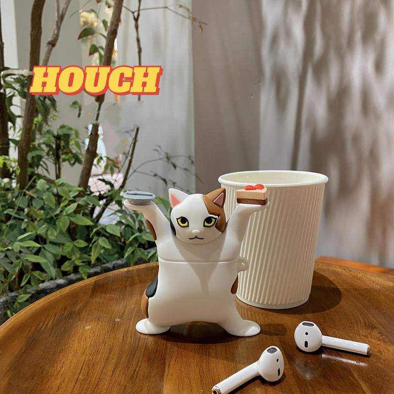 猫デザイン エアーポッズケース Cat Airpodsproカバー 面白い仕事中猫ちゃん 頑丈