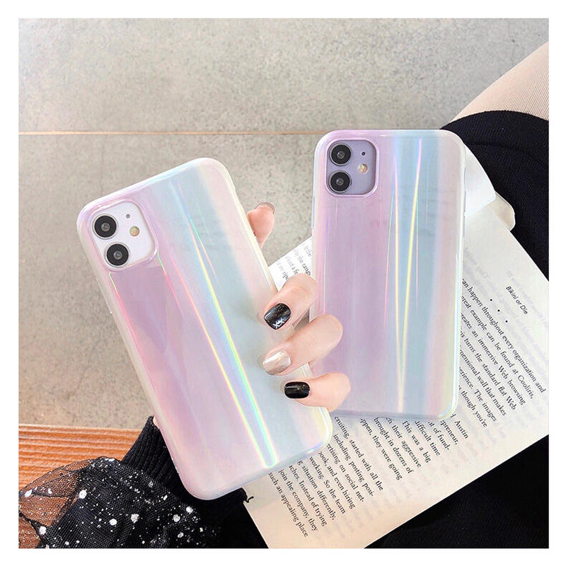 オーロラ光るiphone12ケース ピンク系オシャレアイフォン12mini Se2 11pro