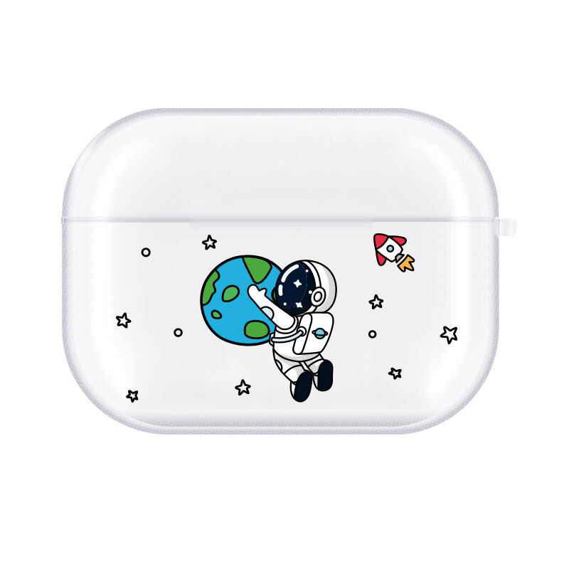 宇宙飛行士 Airpodsproケース 透明 Airpodsカバー 面白いお揃いソフトケース
