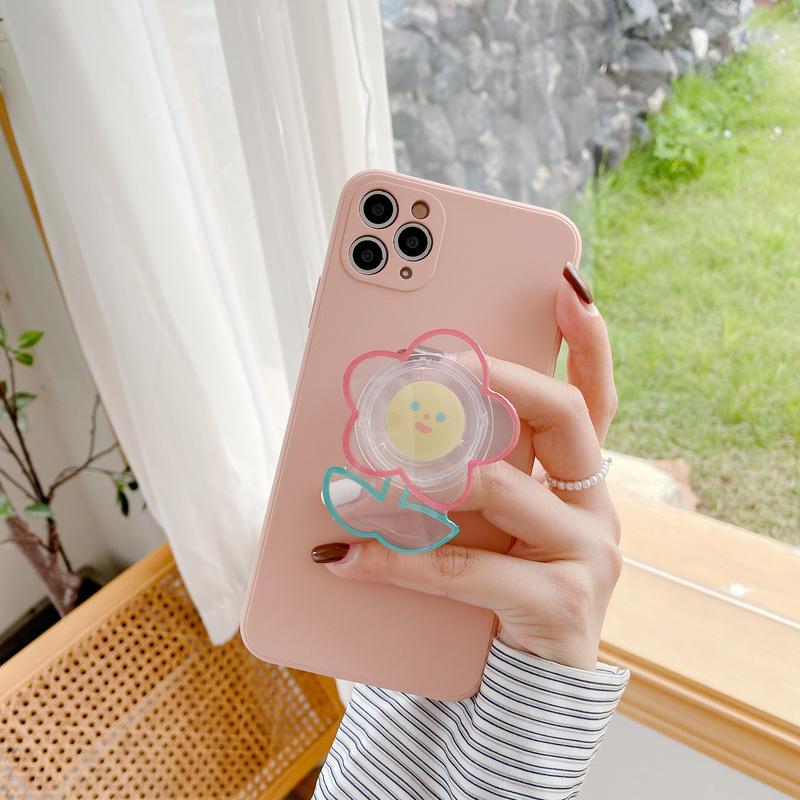 可愛い花 クマさん スマホグリップ 折り畳み式透明グリップトーク ポップソケット スタ
