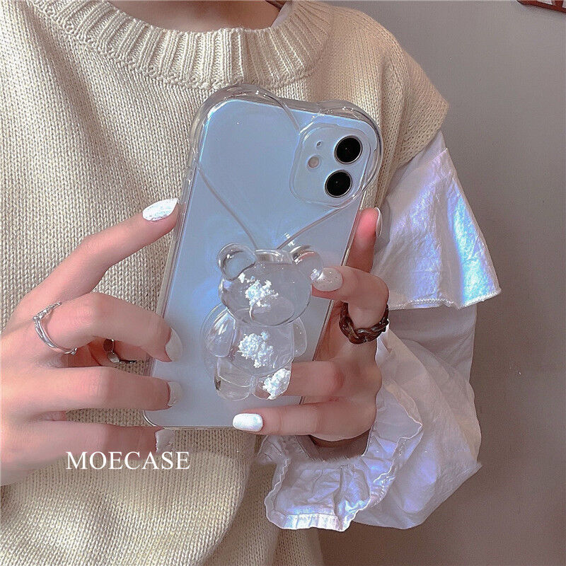 熊グリップ ハート型 Iphone13 12promaxケース 透明iphone11 Xsma
