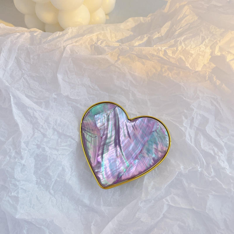 ハート型貝殻スマホグリップ キラキラシェル ポップソケット タンド機能付き おしゃれ 全