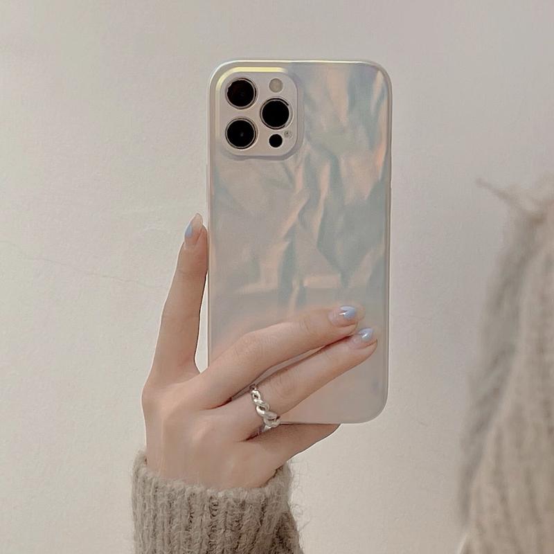 しわ模様 Iphone12 13promaxケース キラキラ 光によって変色 Iphone