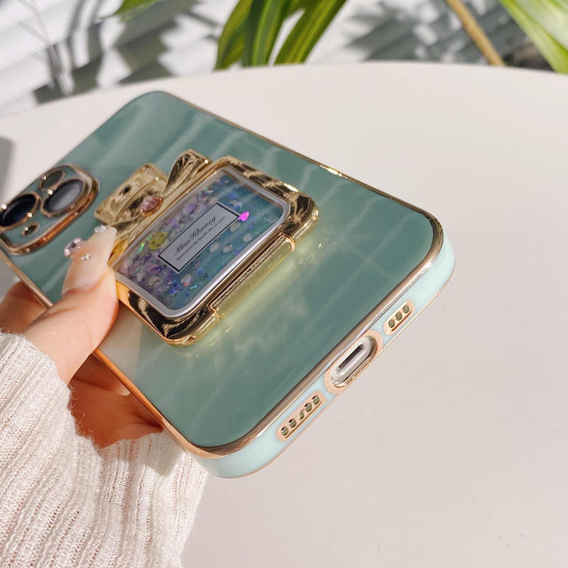 グリッター香水瓶スタンド Iphone14 13proケース キラキラ アイフォン12mini