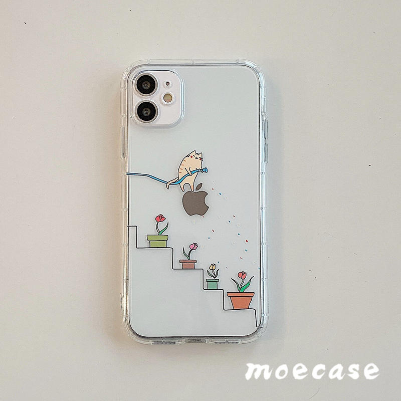 可愛い猫柄iphone12ケース クリアアイフォン11プロ 12ミニ Se2カバー 透明 お揃