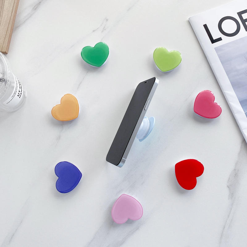 カラーハートデザインスマホソケット スマホグリップ 可愛い ポップソケット タンド機能付き 便